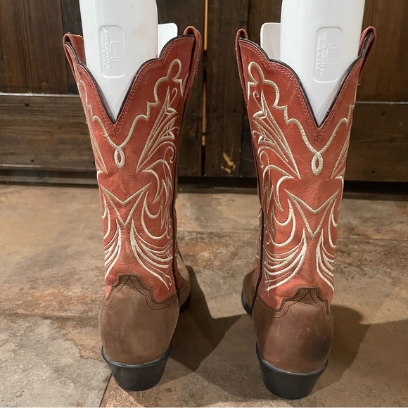 Ariat Women’s 9.5B Brown Rose Coral Leather Pointed Toe Pull On Cowgirl Boots - Picture 7 of 15